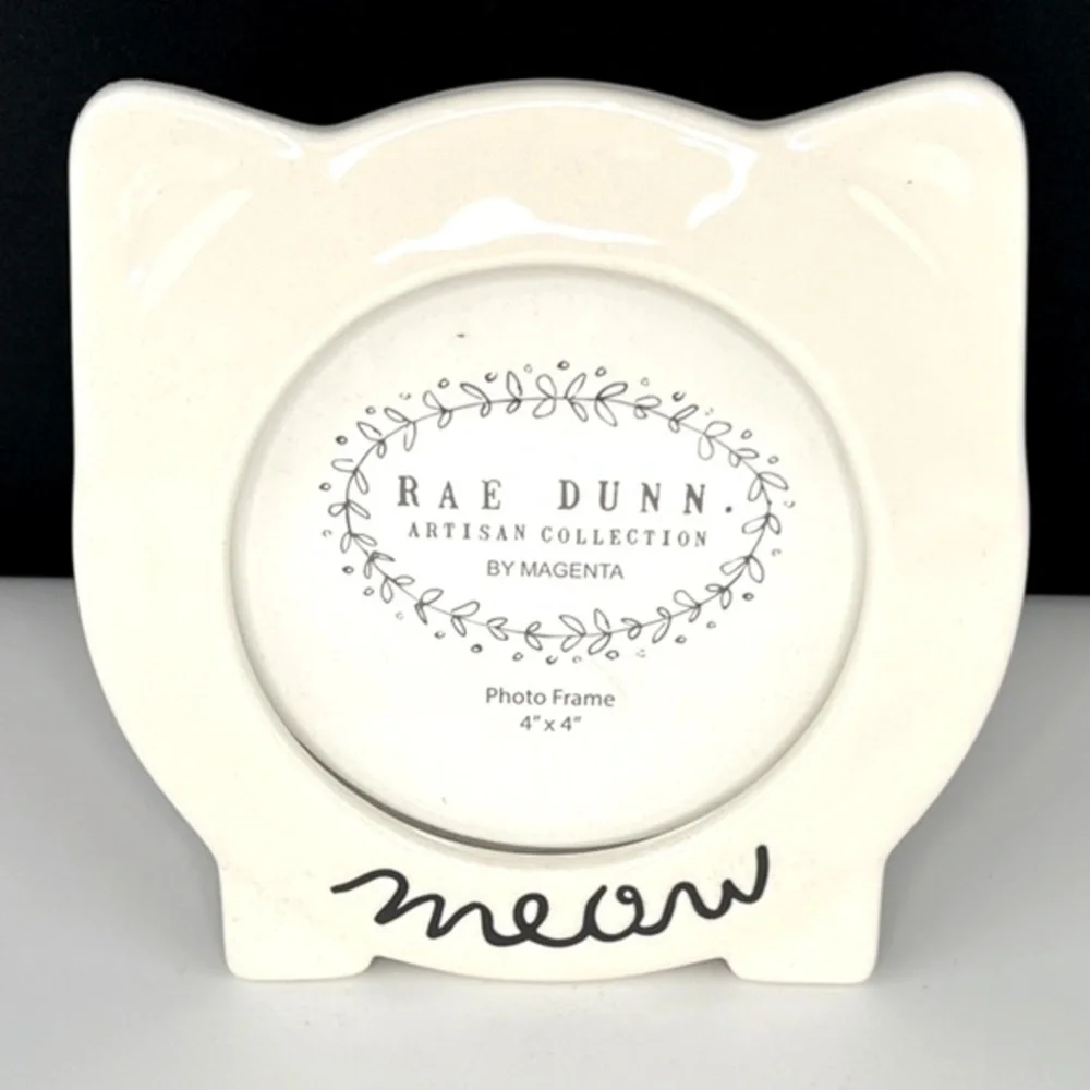 Rae Dunn - ‘Meow’ ceramic picture frame. 4“ x 4“. NWT Firm!